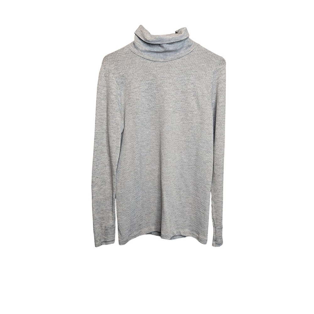 Athleta Turtleneck Top Womens Medium Grey Textured Long Sleeve Athleisure Casual